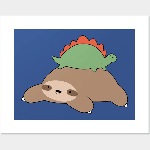 Sloth and Little Stegosaurus Wall Art by saradaboru